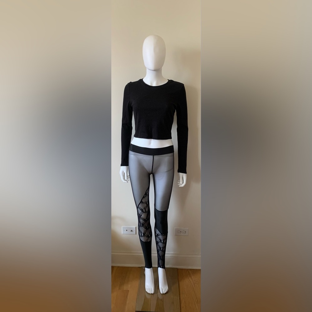 Pencey Black Lace Stirrup Leggings Sz XS NWOT